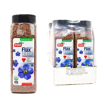 Badia Organic Flax Seed Whole, 22 oz (Pack of 4) - Premium Superfood for Baking, Smoothies & Cooking, High in Fiber & Omega-3
