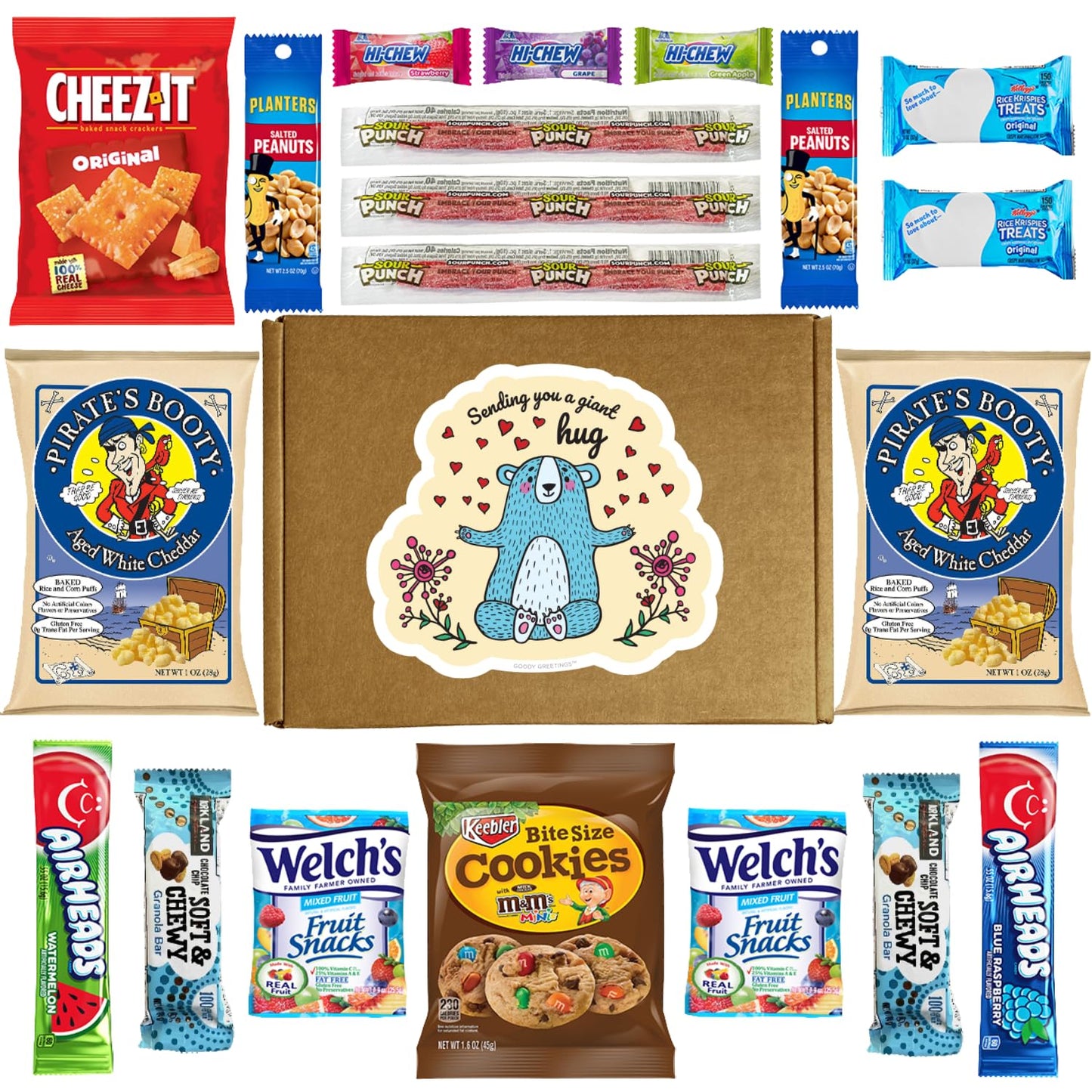 Hangry Kits Sending A Giant Hug Gifts For Men And Women - Send-A-Hug Gift Basket Care Package For Men, To A Friend Or Loved One