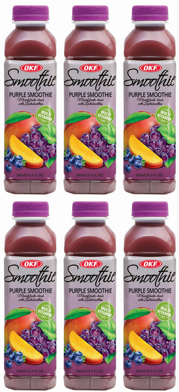 OKF Smoothie, Multi Vitamin enhanced New Drink, 16.9 Fluid Ounce (Purple Smoothie, 6 Pack)