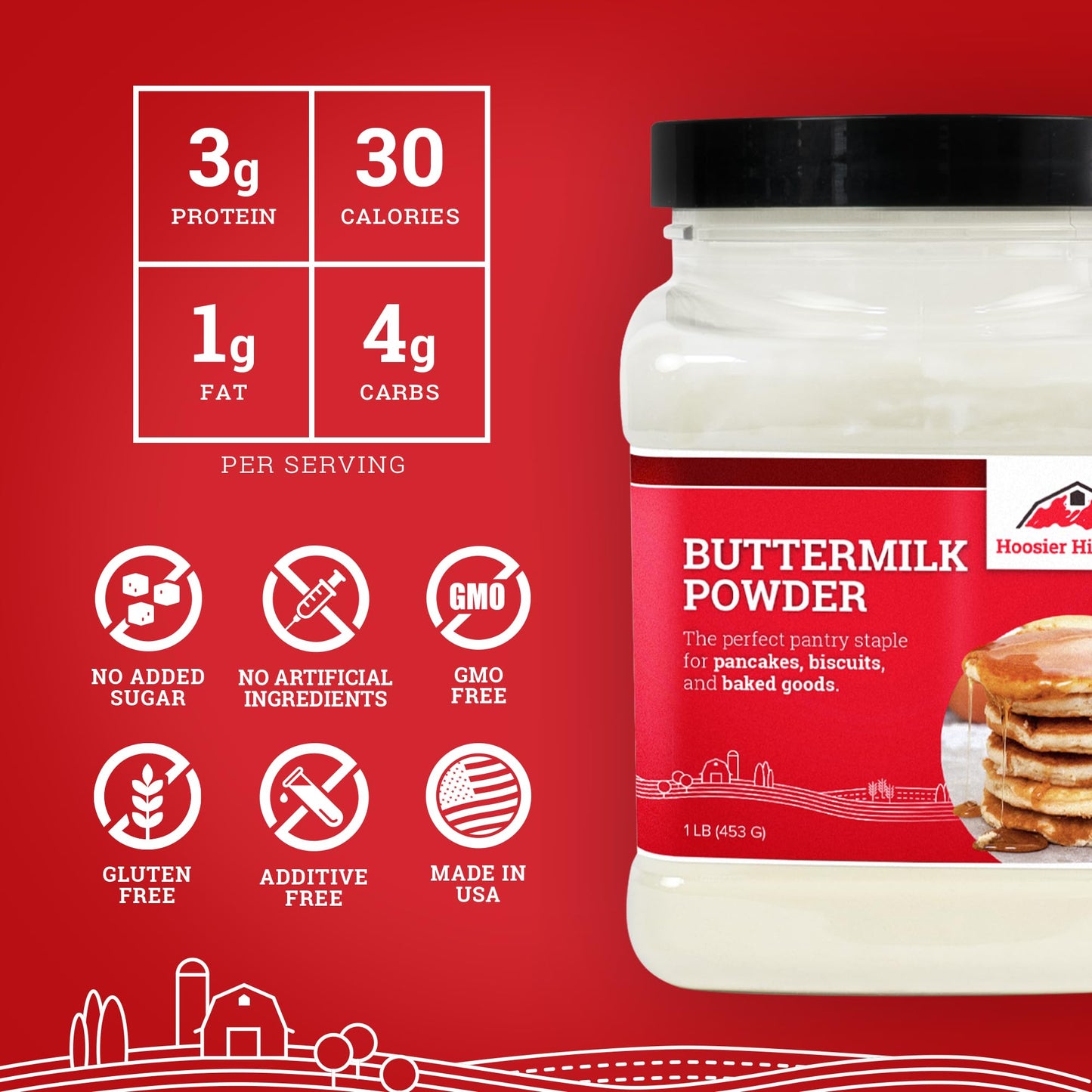 Hoosier Hill Farm Buttermilk Powder, 1LB (Pack of 1)