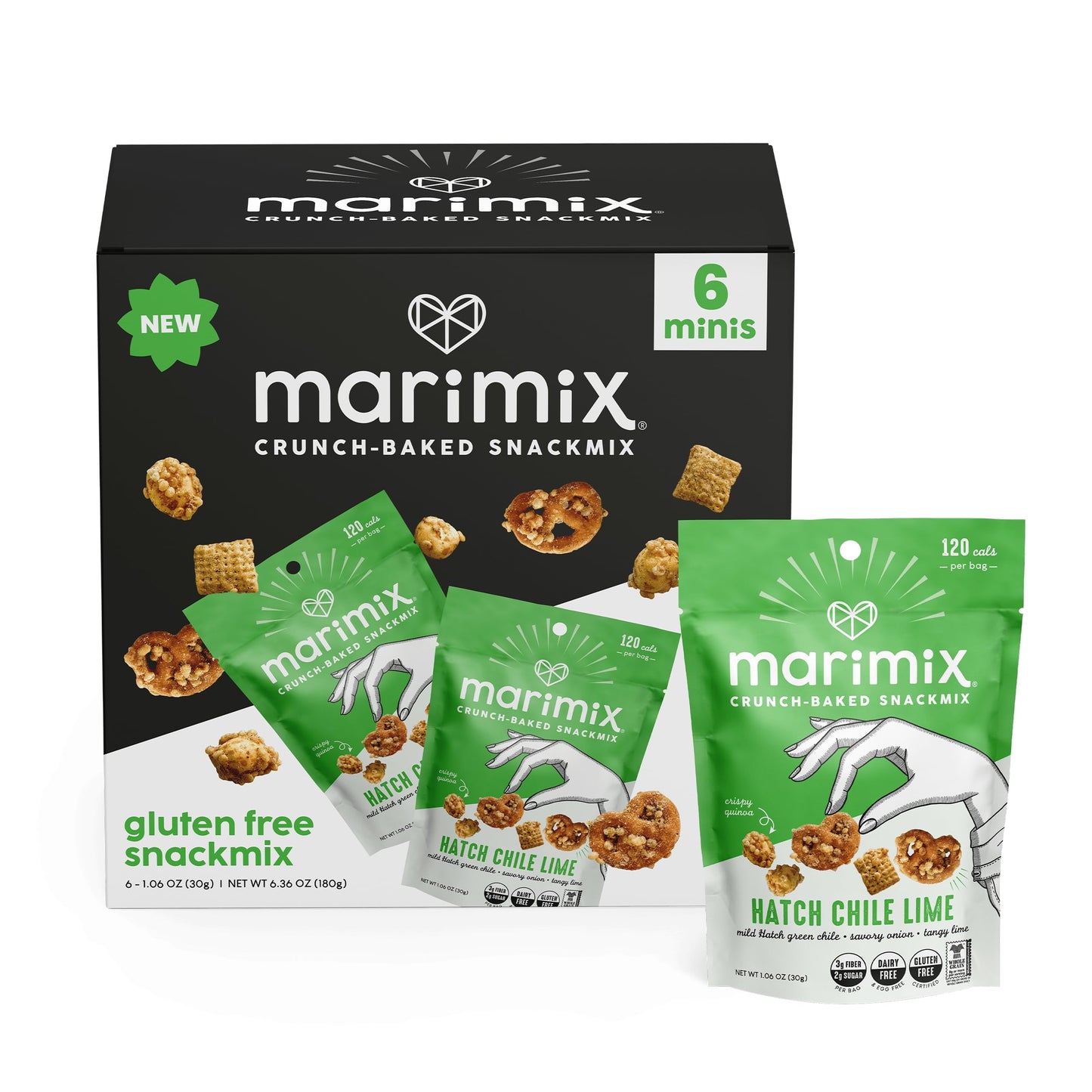 MARIMIX Mini Snack Mix - Hatch Chile Lime, 6 Pack - 1.06 Ounce Each