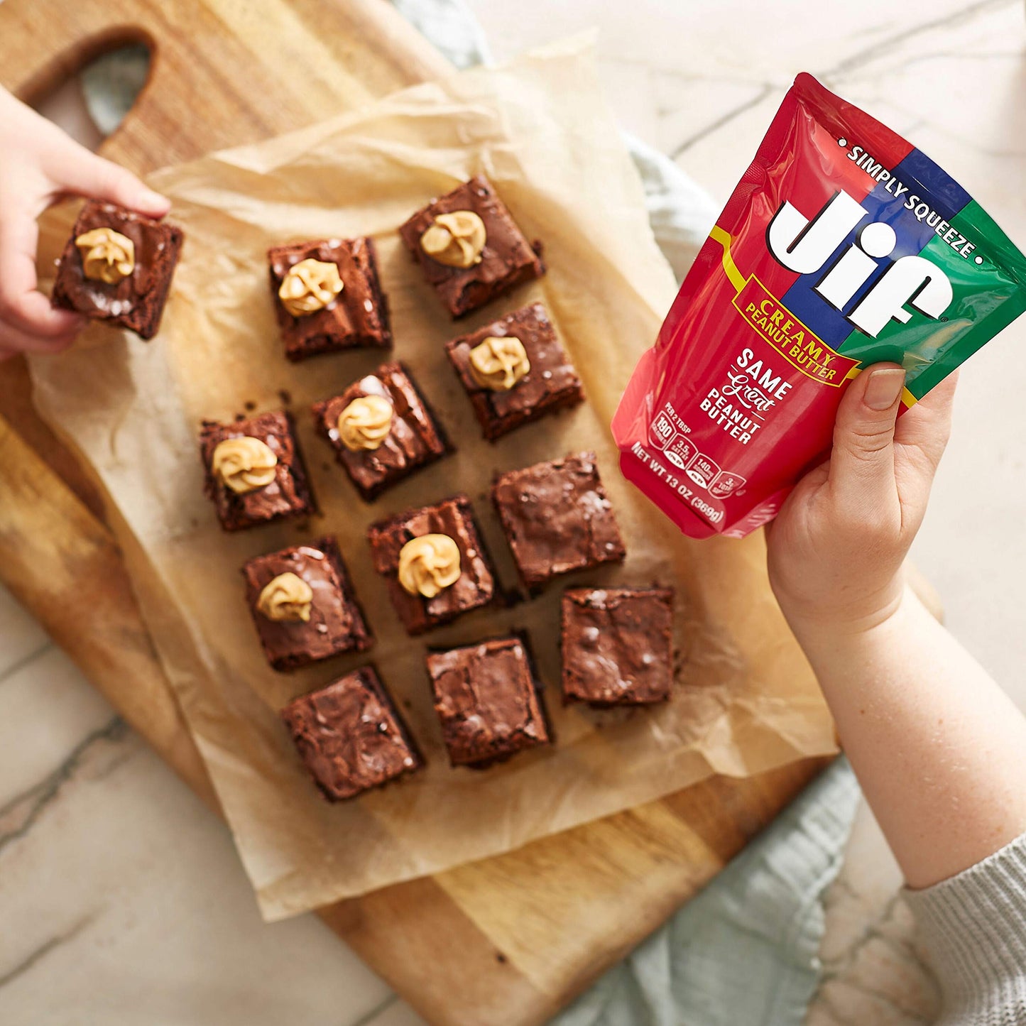 Jif Squeeze Creamy Peanut Butter Pouch, Smooth Texture, 13 Ounce (Pack of 4)