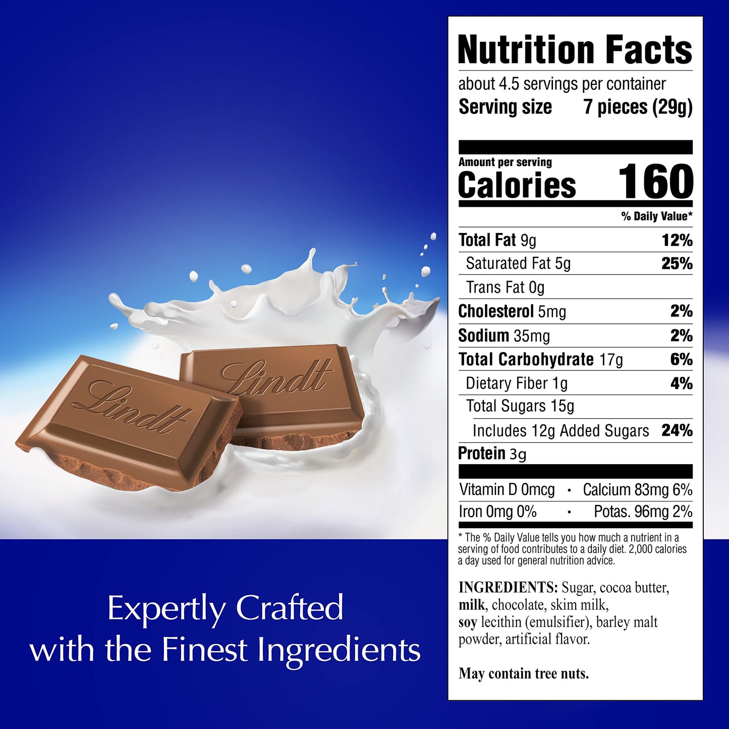Lindt Classic Recipe Milk Chocolate Candy Bar, Milk Chocolate, 4.4 Oz.