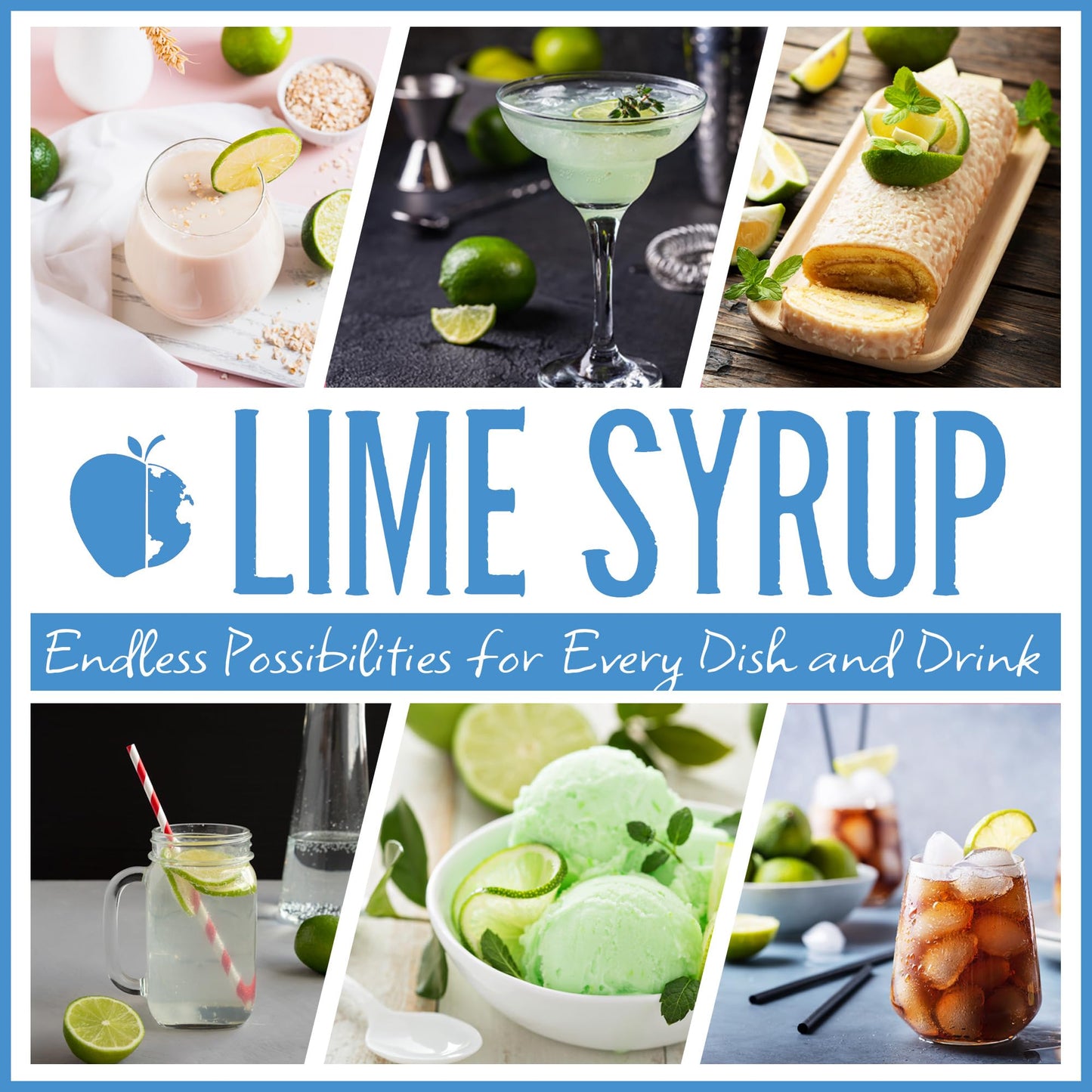 Gourmanity Lime Syrup, 2 Ingredients Only, Zingy, Citrus-Infused Syrup, Ideal For Flavoring Snow Cones, Italian Soda, Cocktails