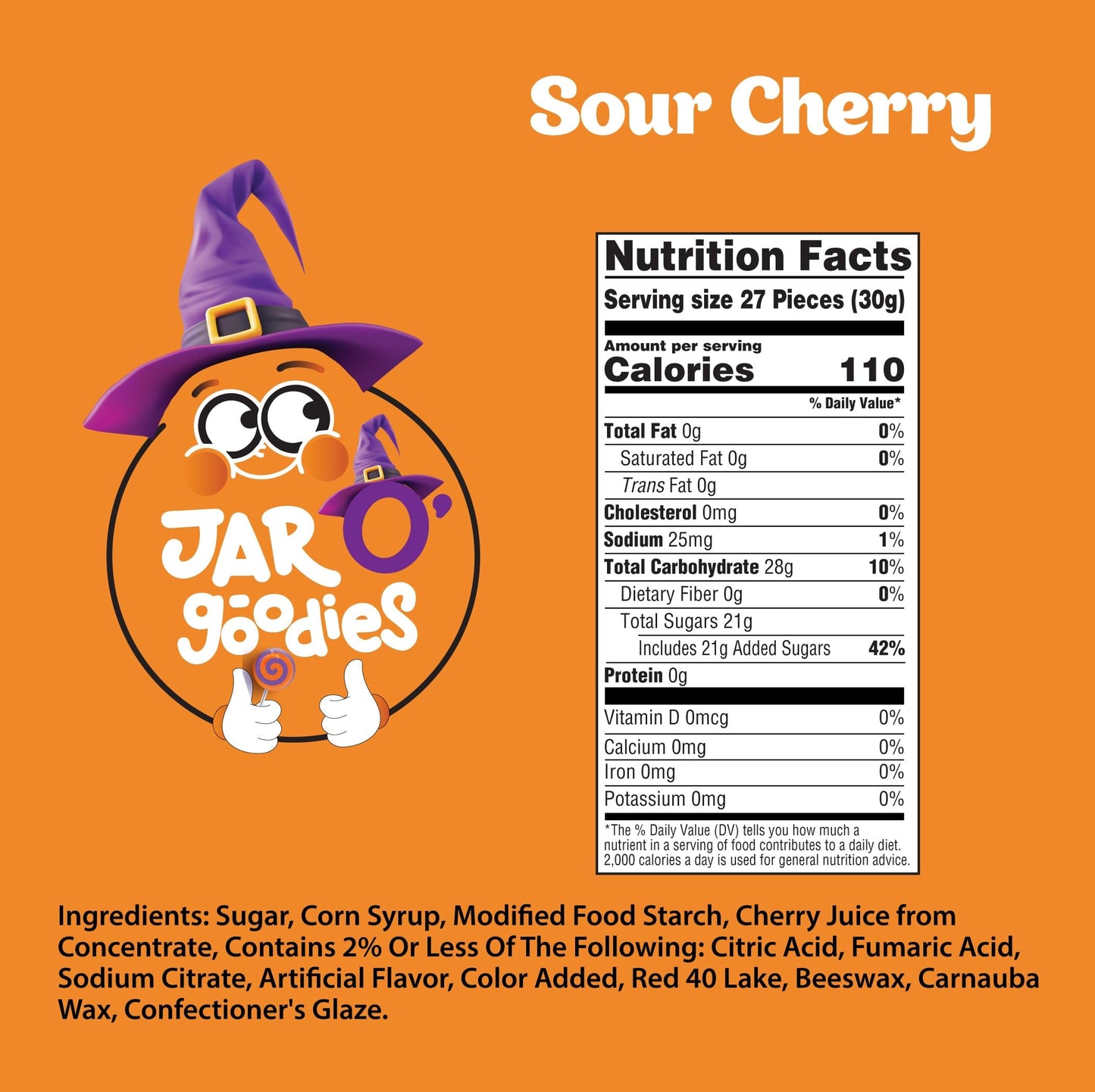 Jar O Goodies - Holiday  , Christmas Stocking Stuffers, Sour Cherry Jelly Beans Gift Set, Original Chewy Candies (6 Ounce, 1 Pack) Party Favor - Gluten & Nut Free, Kosher Parve