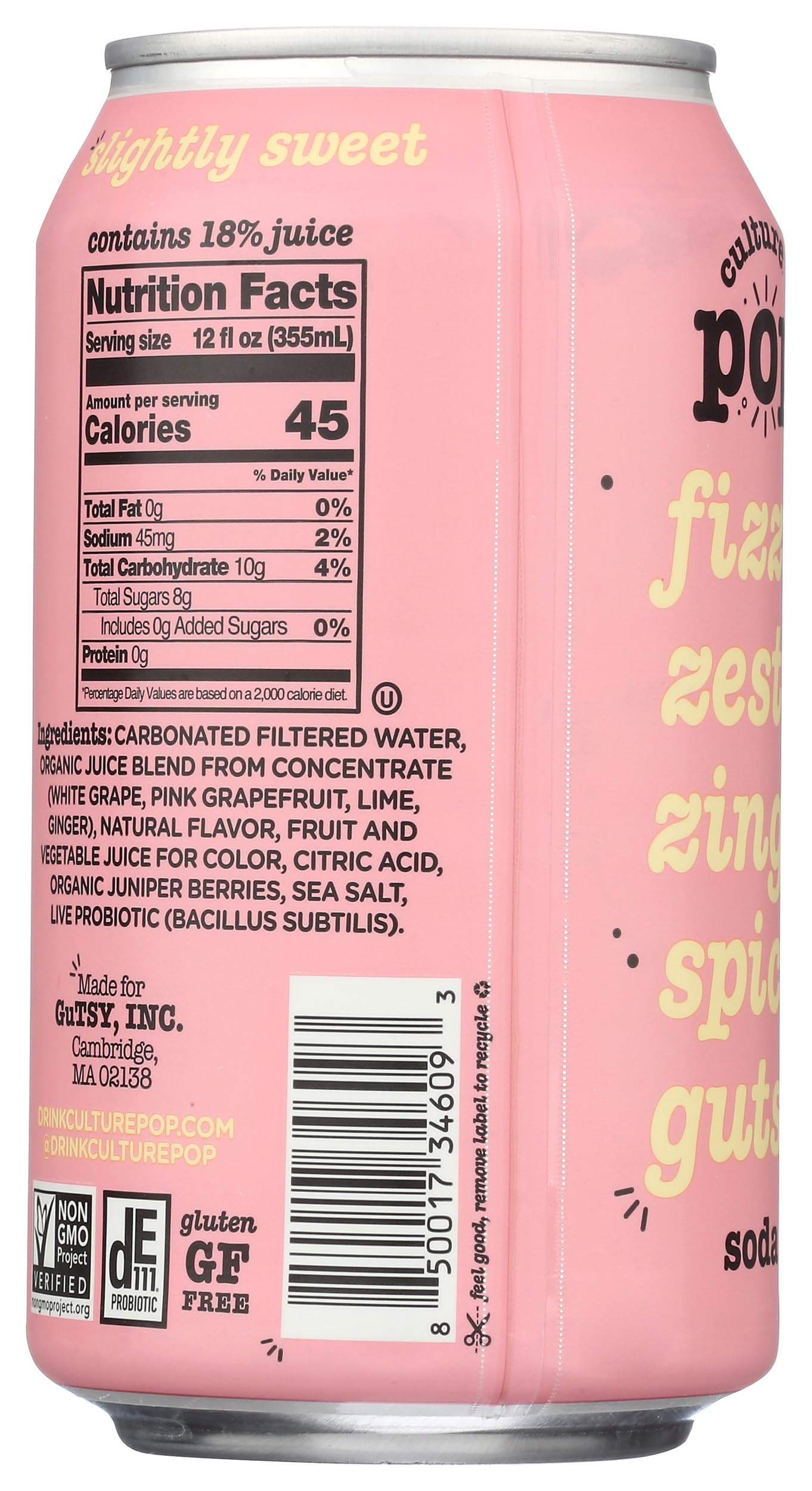 Culture Pop Soda Probiotic Grapefruit 12 Fo