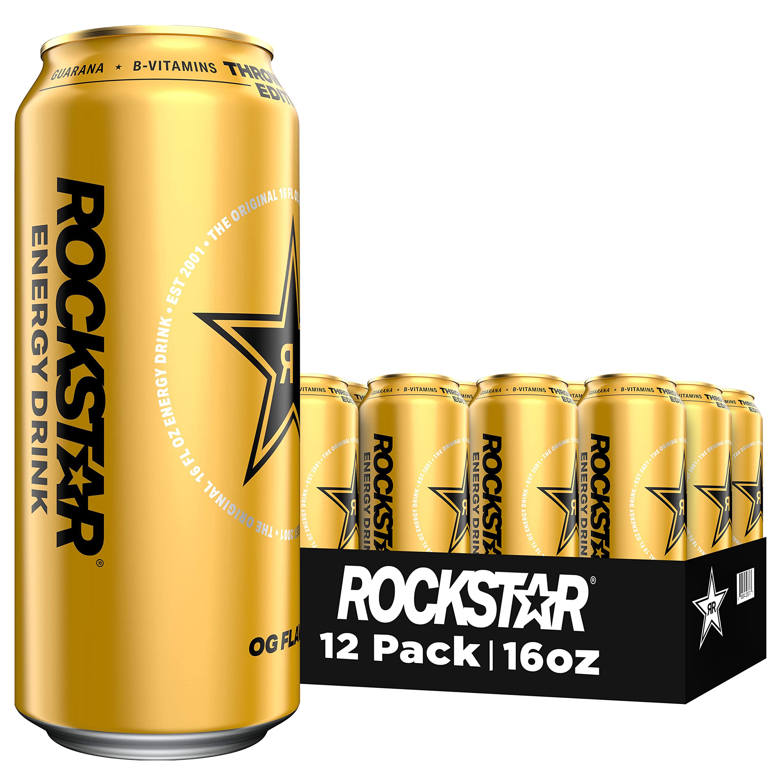 Rockstar Energy Drink Throwback Edition O.G. 16 Fl Oz (Pack of 12 ...