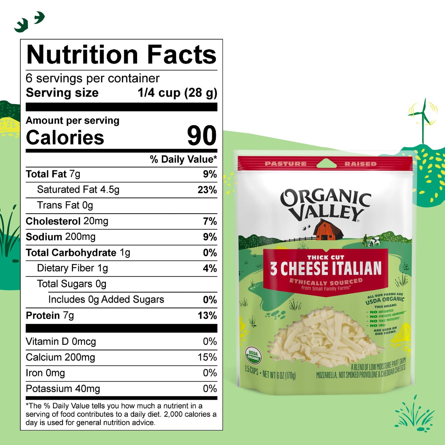 Organic Valley 3 Cheese Organic Thick Cut Shredded Italian Cheese Blend