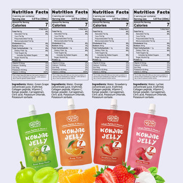 VOLO VERO Konjac Jelly Pouch Drinkable Variety Pack, 7 Calories, 10 Pack, 0 Sugar, Gluten Free, Keto, Collagen Peptides Healthy