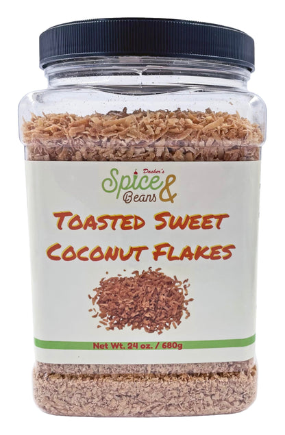 Toasted Sweet Coconut Flakes | by Dashers Spice & Beans | 1.5 lb Container