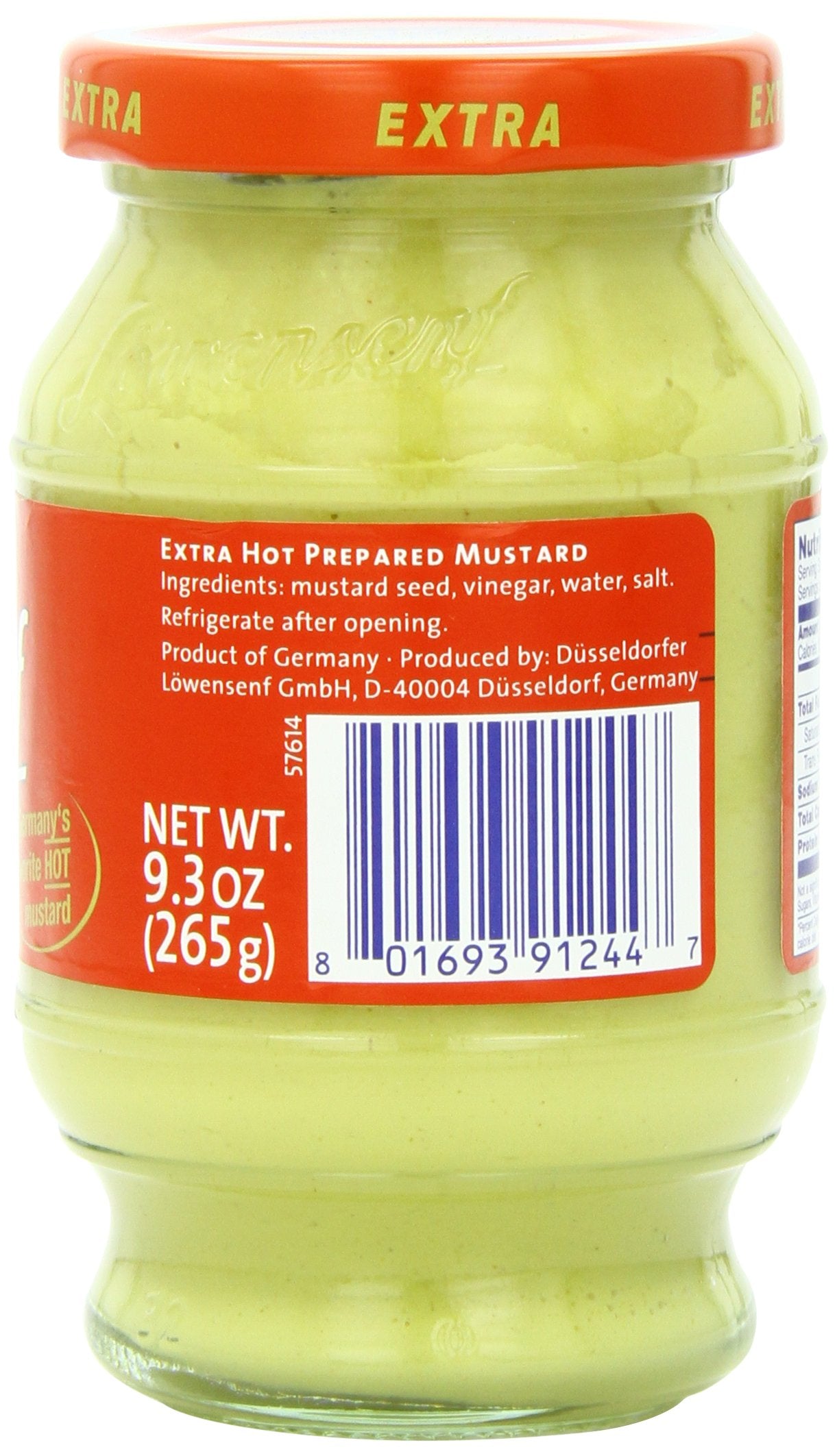 Lowensenf Mustard In Jar, Extra Hot, 9.3 Ounce