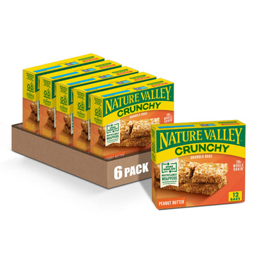 Nature Valley Crunchy Granola Bars, Peanut Butter, 12 Bars, 8.94 Oz (6 Pouches) (Pack Of 6)