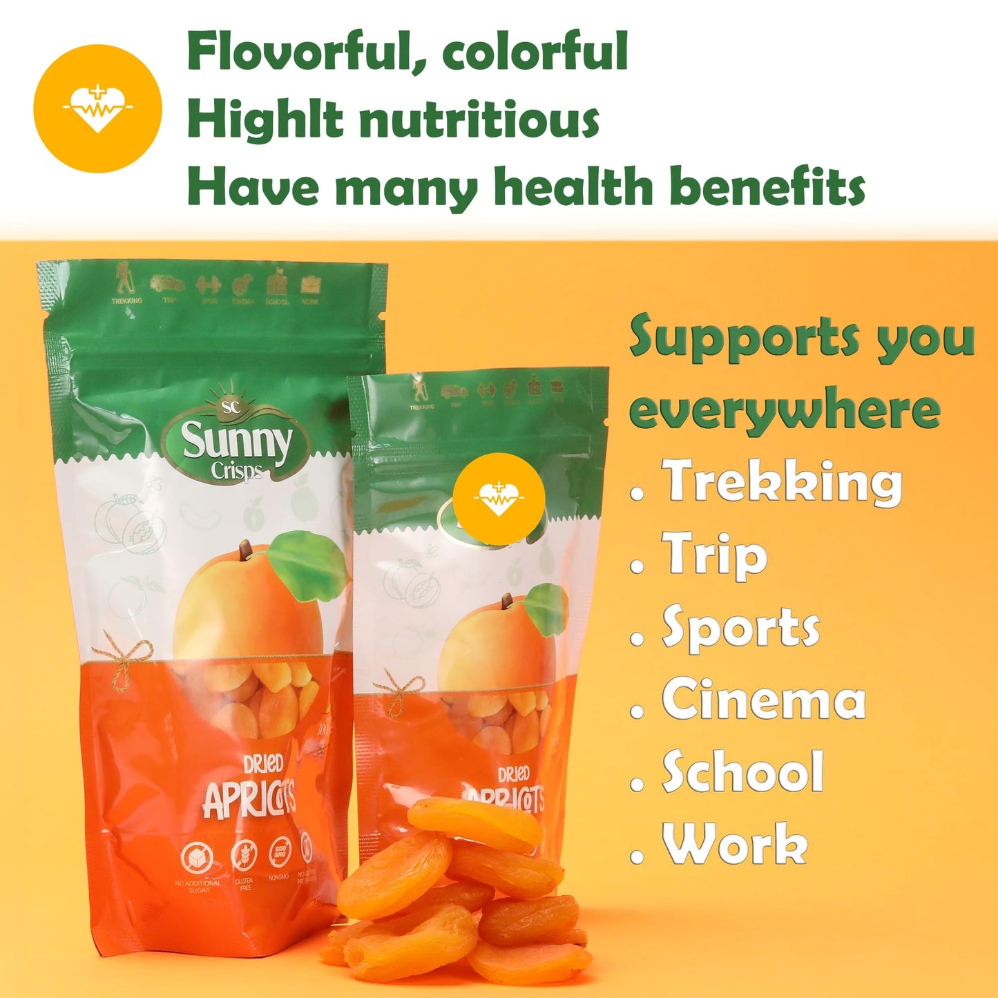 Sunny Crisps Dried Apricots 10.58 Oz - Dry Apricots No Sugar Added For Toddler Fruit Snacks - Turkish Apricots Dried Fruit - Con