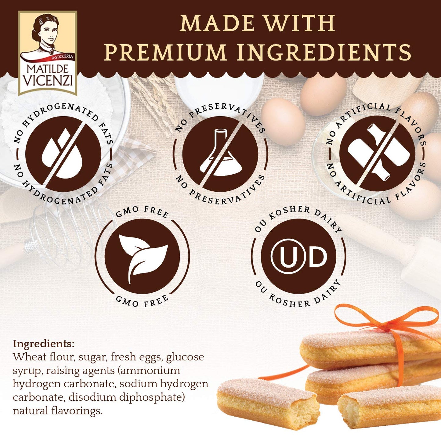 Matilde Vicenzi Vicenzovo Savoiardi Ladyfingers Gift Tin - Classic Italian Biscuits, Ladyfingers Cookies for Tiramisu - Kosher D