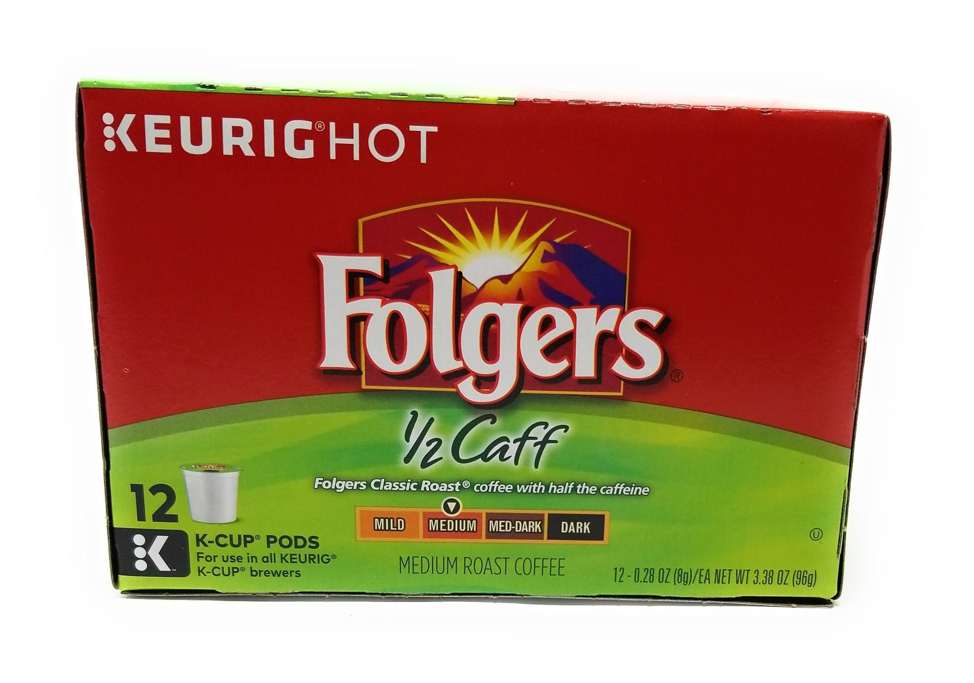 Folgers K Cups Half Caff Ground Coffee Pods, 12 Count, Pack of 1