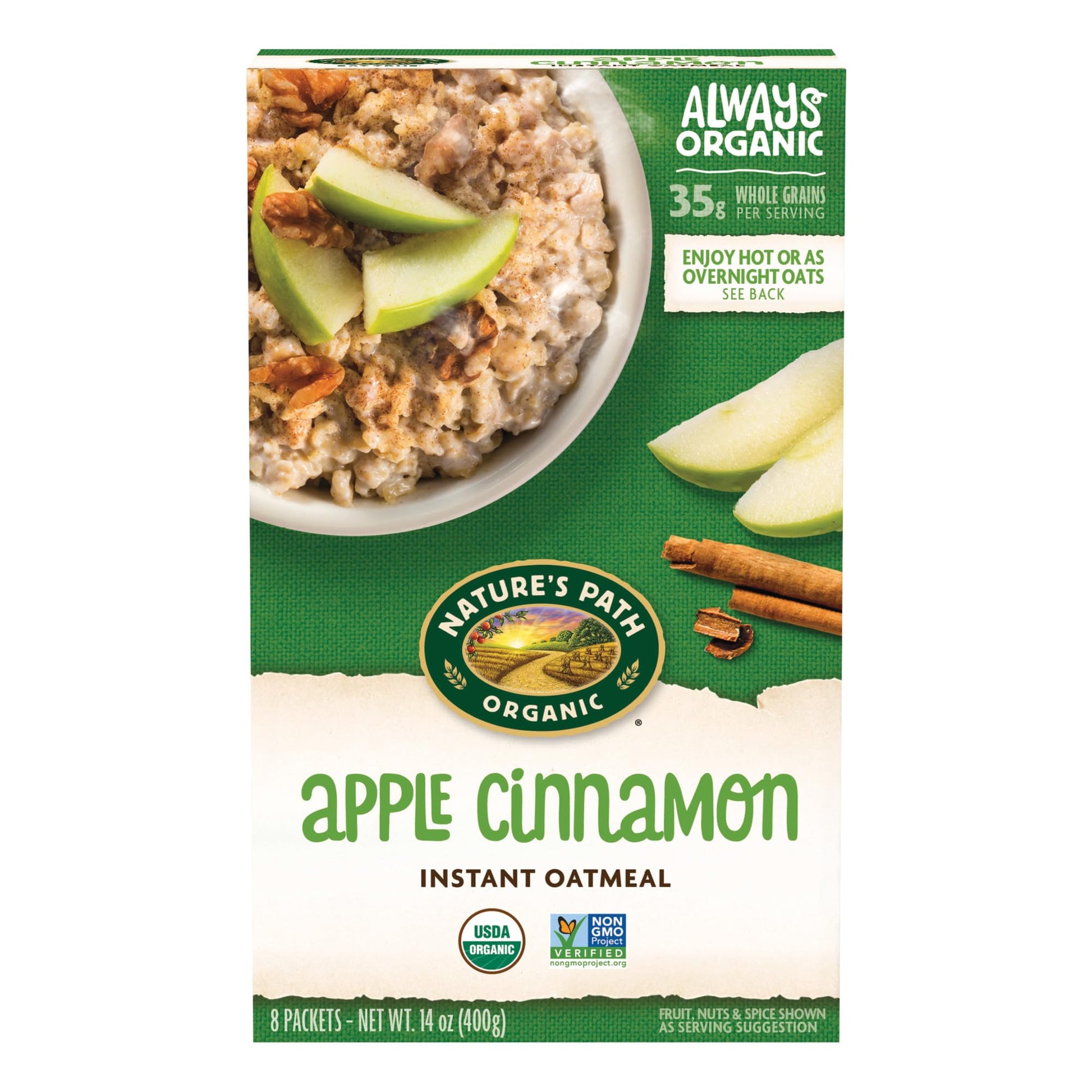 Nature s Path Organic Apple Cinnamon Instant Oatmeal, 14 oz (Pack of 6), Non-GMO