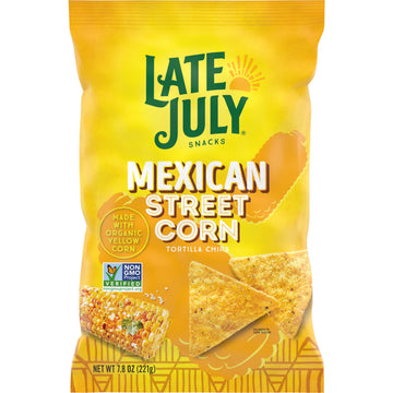 Late July Snacks, Mexican Street Corn Tortilla Chips, 7.8 Oz Bag (Pack of 12)