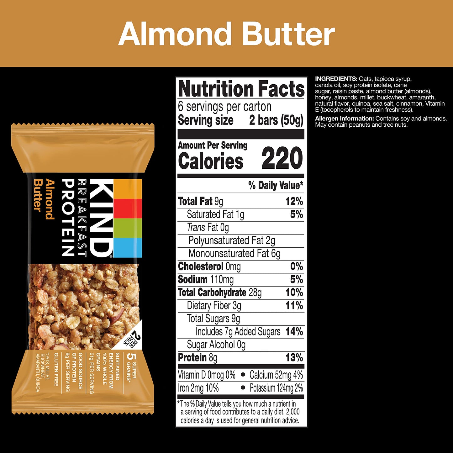KIND Breakfast Bars Variety Pack, Honey Oat, Almond Butter, Peanut Butter, Gluten Free, 18 Count