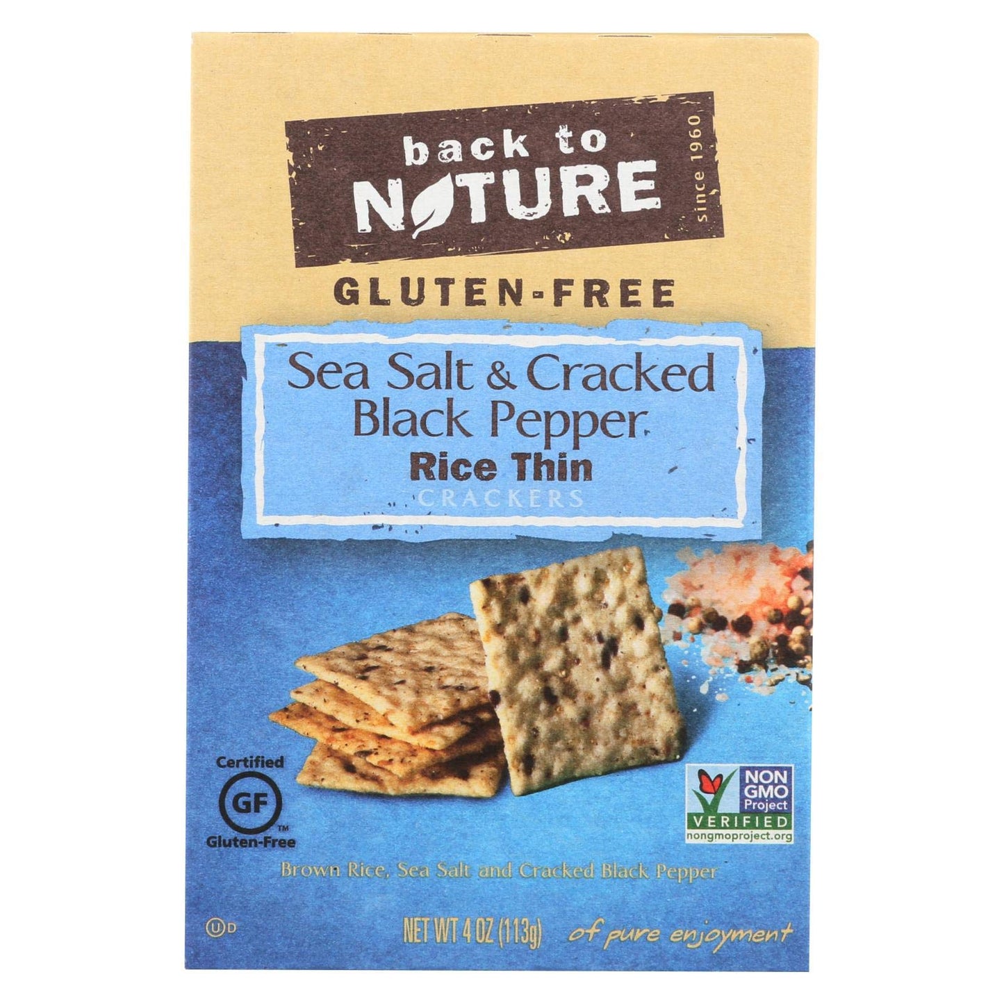 Sea Salt and Cracked Black Pepper Thin RIce Crackers 4 Ounces (Case of 12)