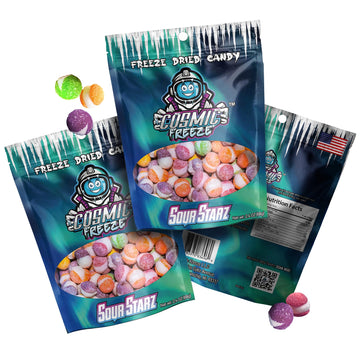 Cosmic Freeze Sour Starz Dried Candy, Crunchy Dry Candy for Mix-In Snacks Dried, Gluten-Free, Made in USA, 2.4 Oz, 3-pack