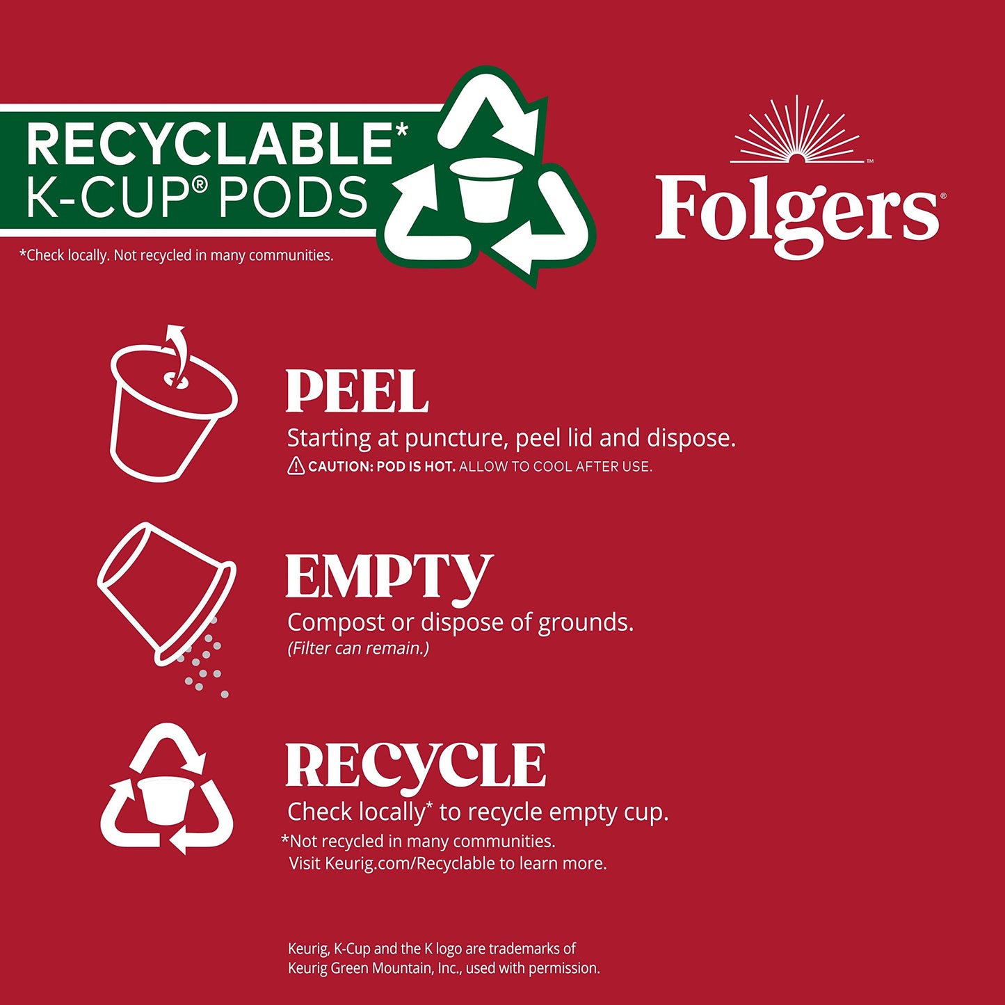 Folgers Half Caff Medium Roast Coffee, Keurig K-Cup Pods, 10 Count