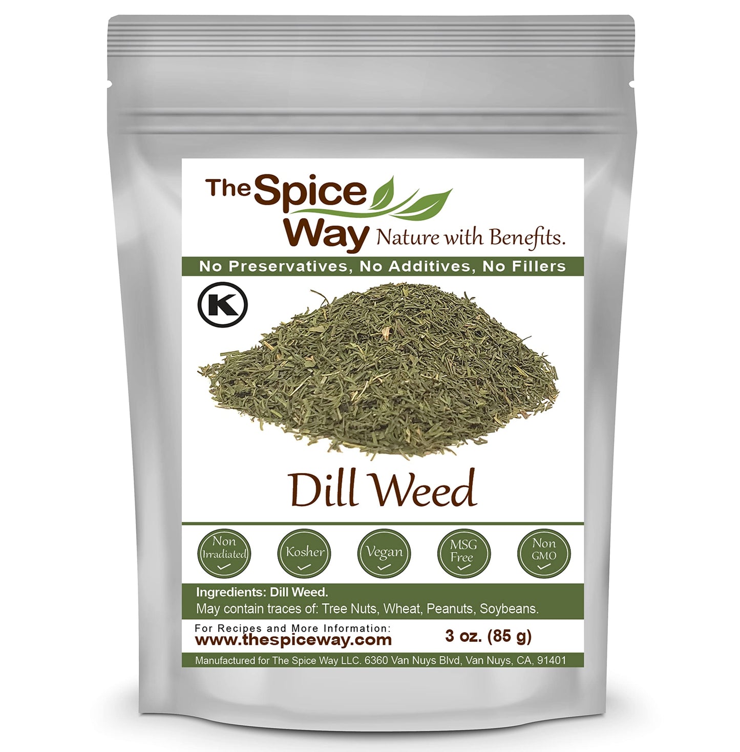 The Spice Way Dill Weed Seeds for Pickling, Vegetables, Pasta, Salads - 3 oz