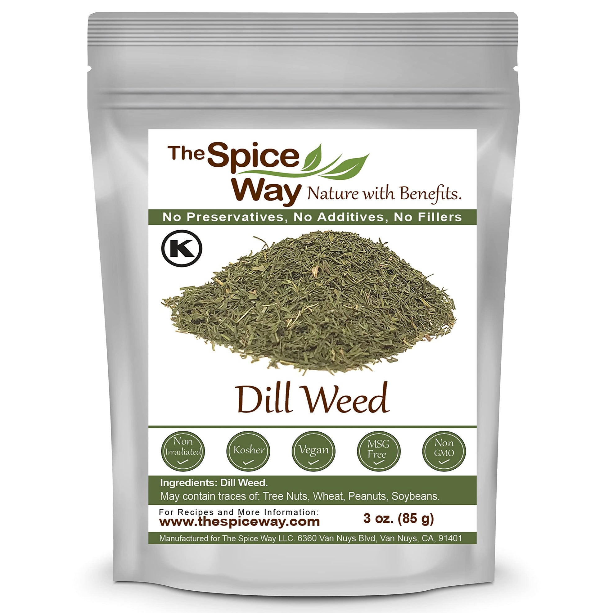The Spice Way Dill Weed Seeds for Pickling, Vegetables, Pasta, Salads - 3 oz