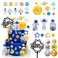 40Pcs Astronaut Space Cake Toppers Outer Space Astronaut Figurine Meteorite Planet Rocket Stars And Gold Silver Ball Space Theme