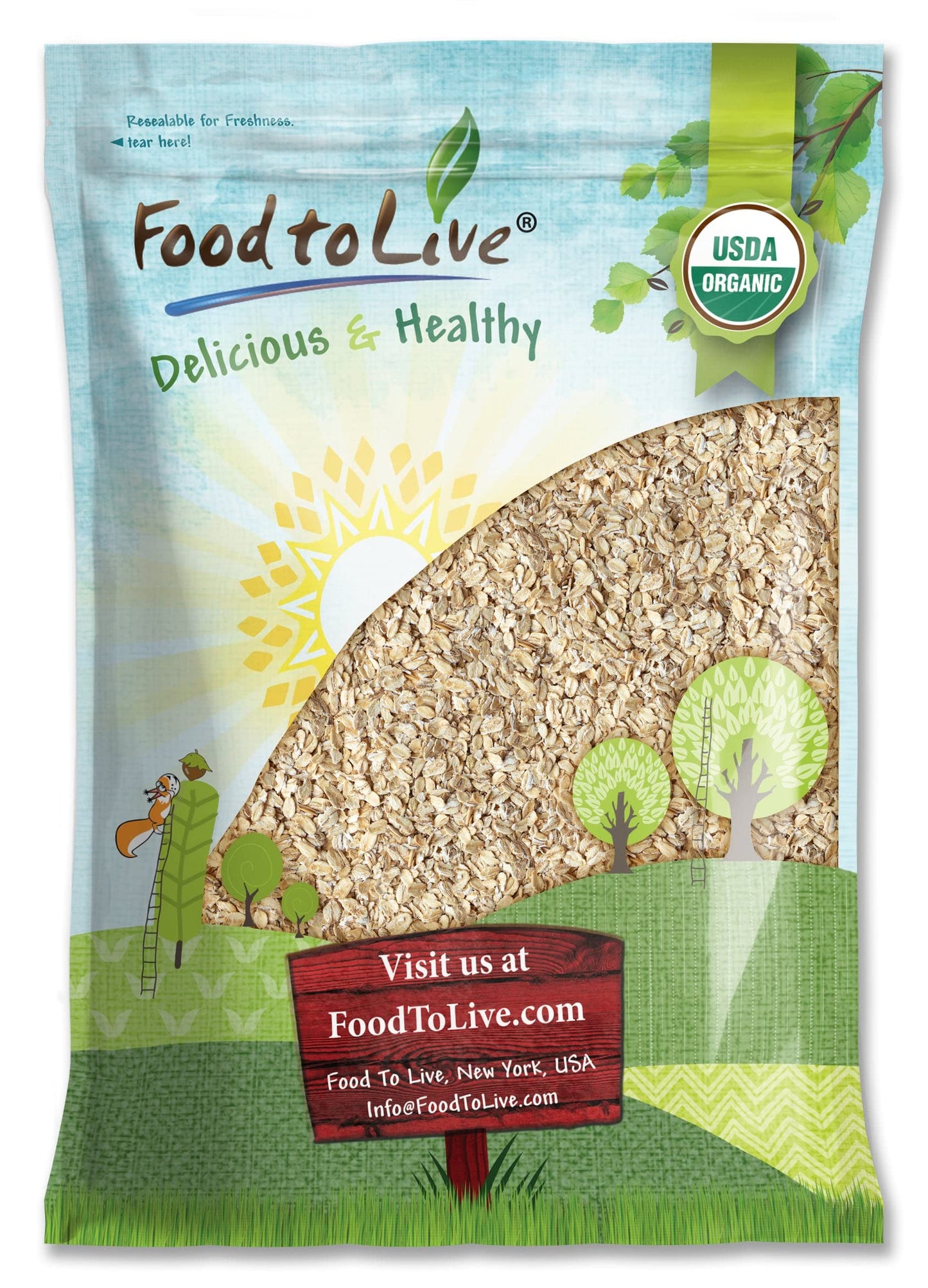 Food to Live Organic Rolled Oats, 10 Pounds - Old-Fashioned, 100% Whole Grain, Non-GMO, Raw, Kosher, Bulk Oats. Perfect for Morn