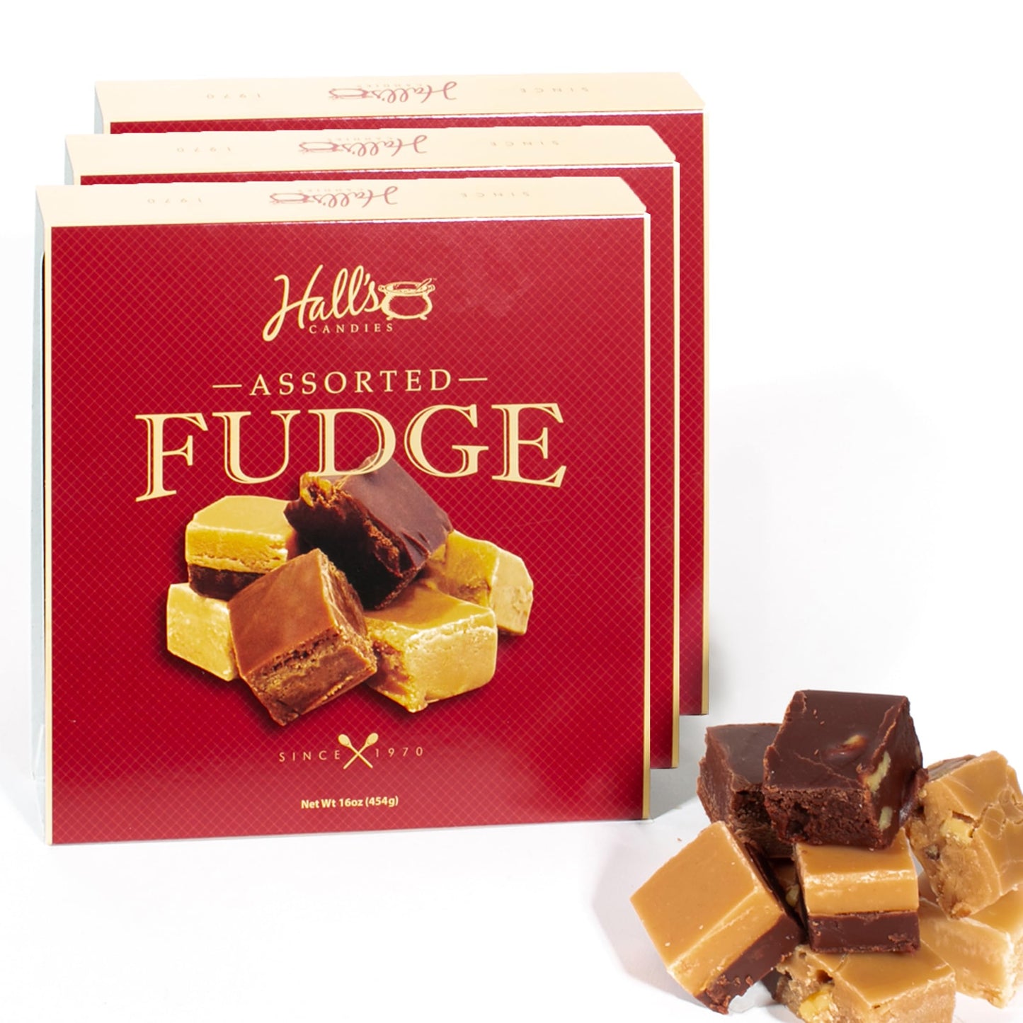 Hall's Candies Fudge Custom 3 Lb Box - Creamy and Smooth Fudge Sampler - Choose Any 3 Flavors