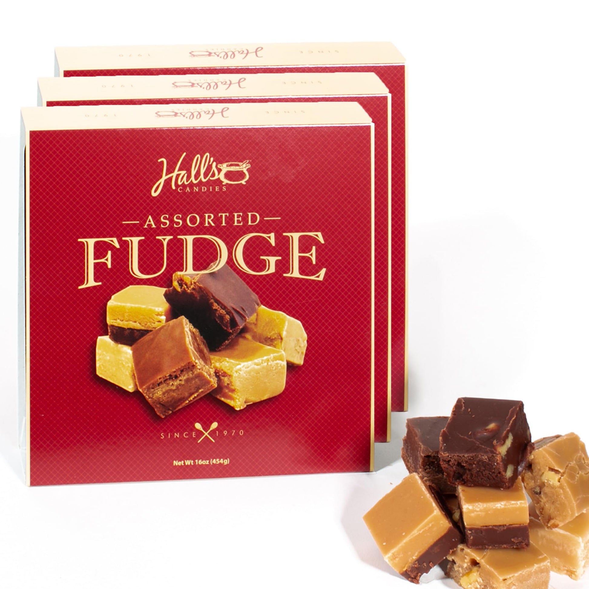 Hall's Candies Fudge Custom 3 Lb Box - Creamy and Smooth Fudge Sampler - Choose Any 3 Flavors