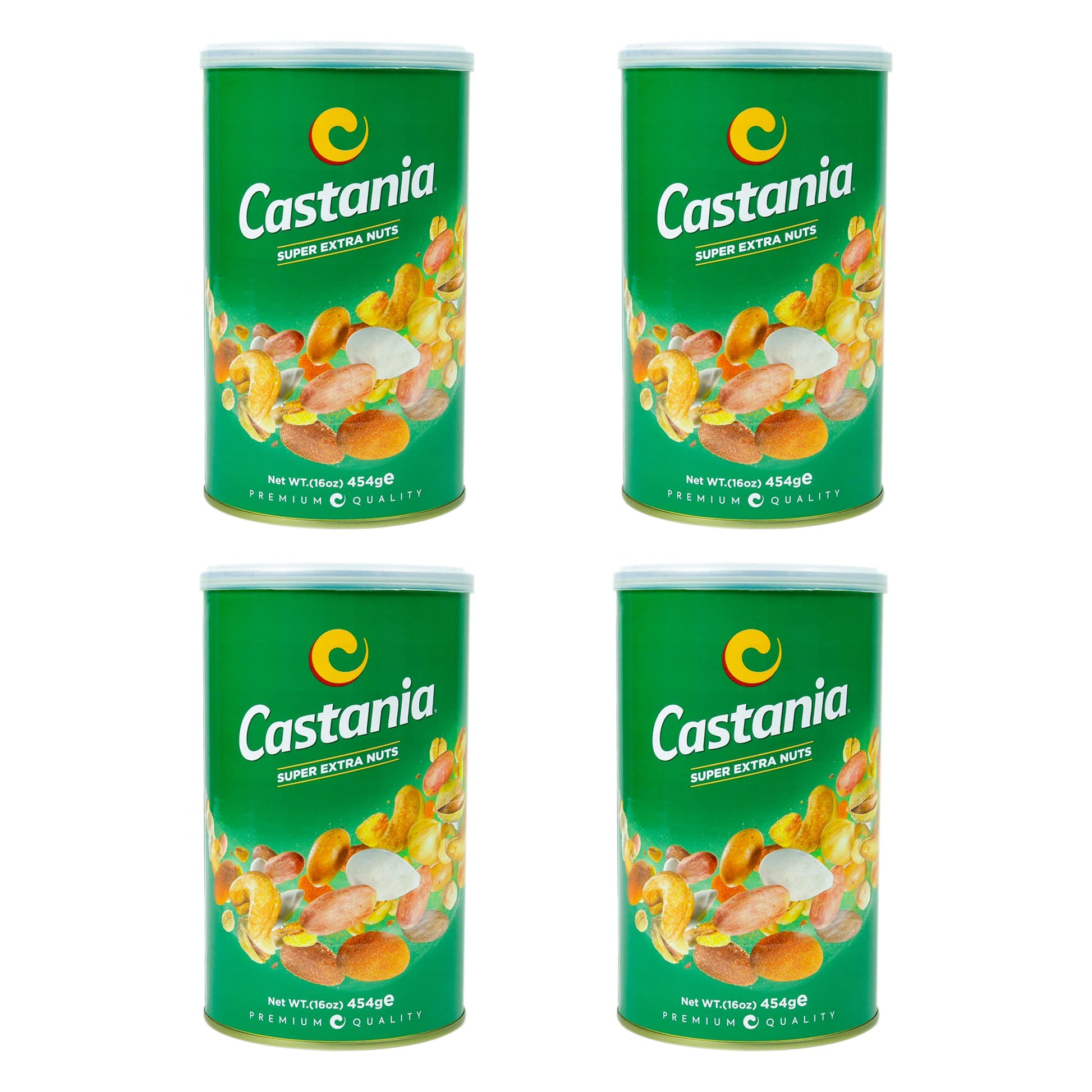 Castania BBQ Lebanese Mixed Nuts, Super Extra Mix - Pistachios, Almonds, Cashews, Hazelnuts, Peanuts, Pumpkin Seeds, 16oz (Pack of 4)