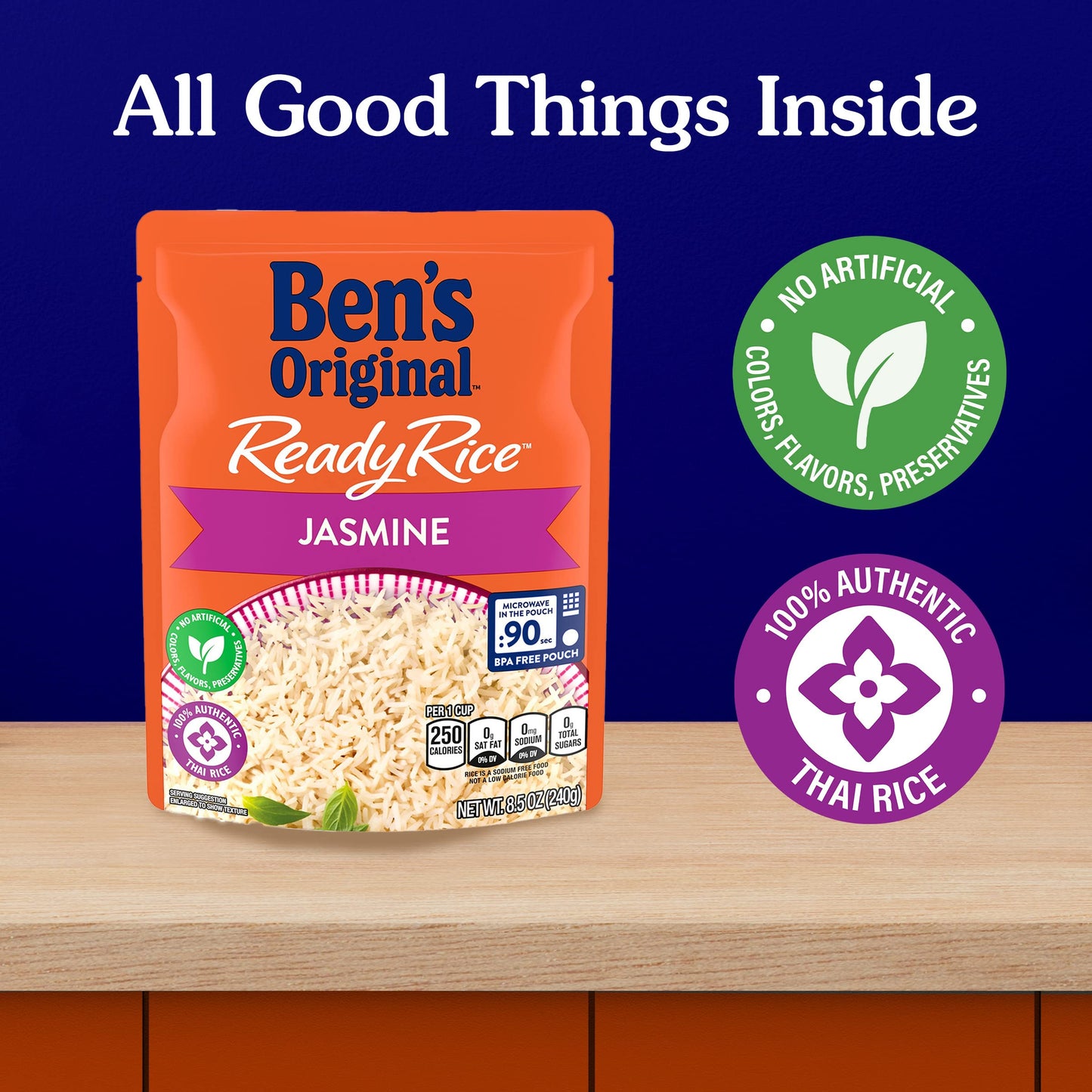 Ben'S Original Ready Rice Jasmine Rice, Easy Dinner Side, 8.5 Oz Pouch (Pack Of 12)