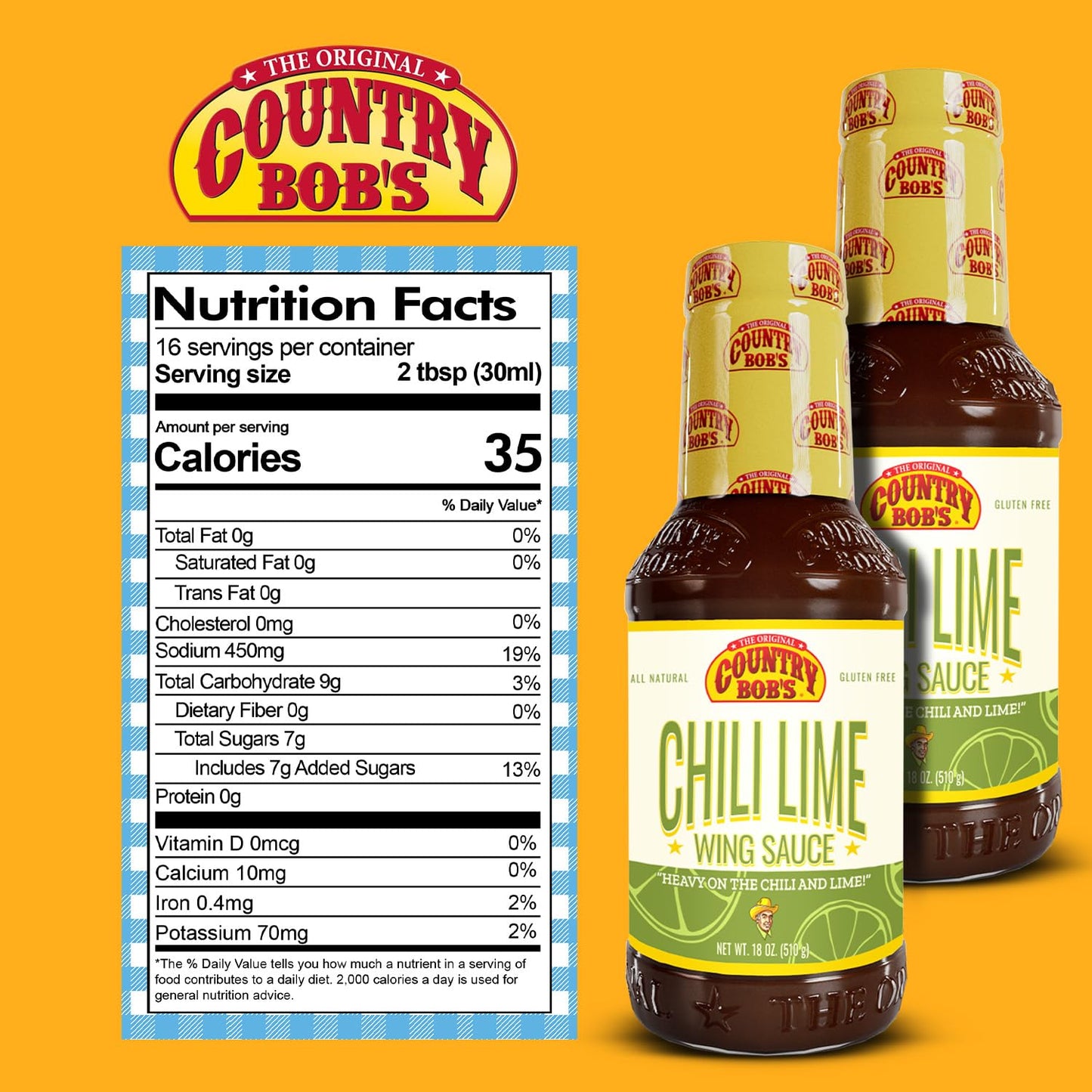 Country Bob'S Chili Lime Wing Sauce - Zesty & Spicy Flavor, Made With Small Batch Crafted, Ideal For Wings, Homestyle Cooking, 1