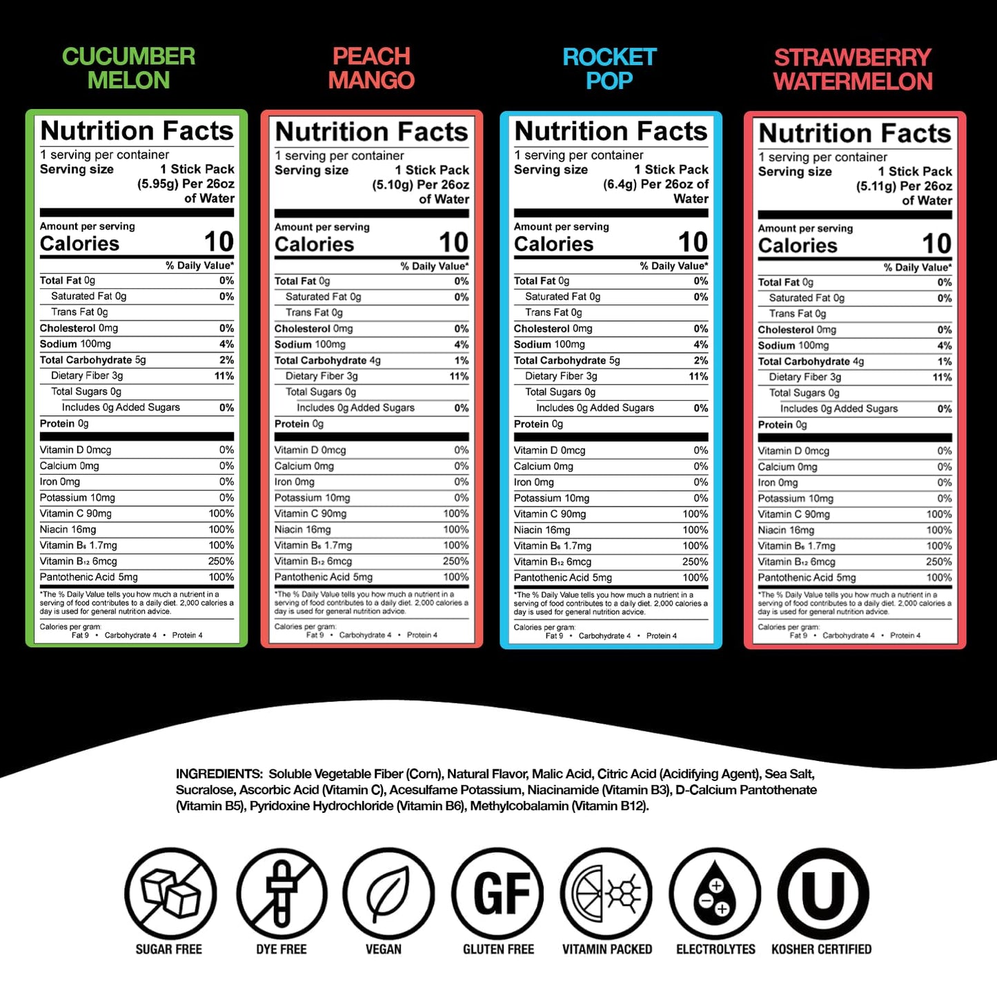 Devotion Nutrition HydroFLEX Sugar-Free Drink Mix Pack – 12-Pack, 4 Flavors, Gluten-Free, Dye-Free, 2.39 Ounce