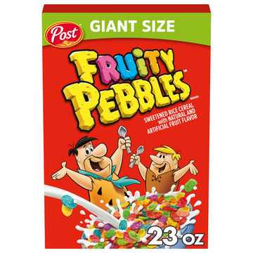 Fruity PEBBLES Breakfast Cereal  Gluten Free  10 Vitamins and Minerals  Breakfast Snacks  Sweetened Rice Cereal  Extra Large Box  23 Oz