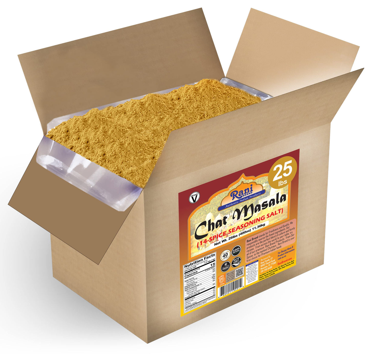 Rani Chat Masala (14 Spice Seasoning Salt) Tangy Indian Seasoning 400Oz (25Lbs) 11.36Kg Bulk Box ~ All Natural | No Msg | Vegan