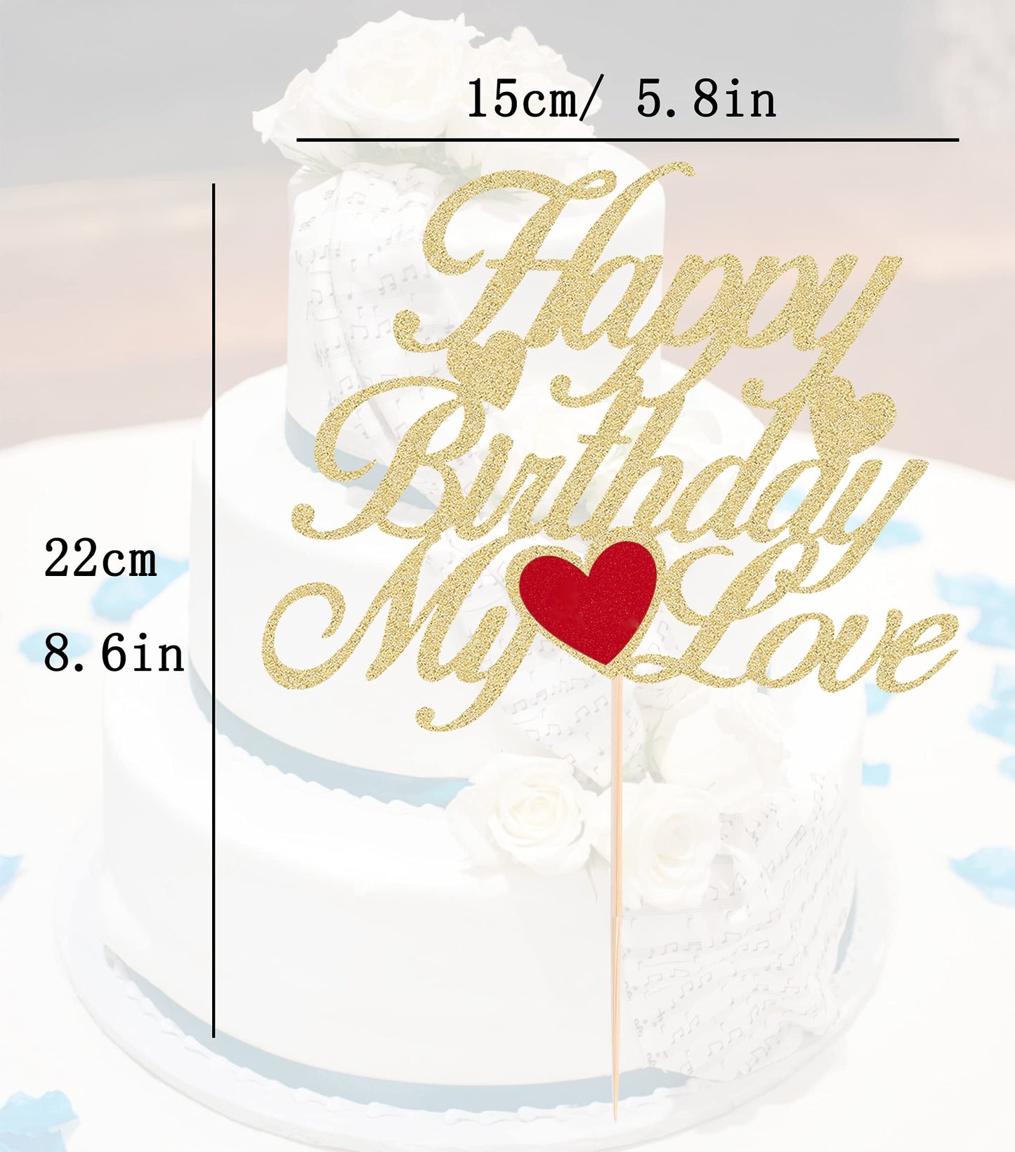 Ahaoray Happy Birthday My Love Cake Topper - Gold Glitter My Love Birthday Party Cake Decoration Supply - Lover Birthday Cake To
