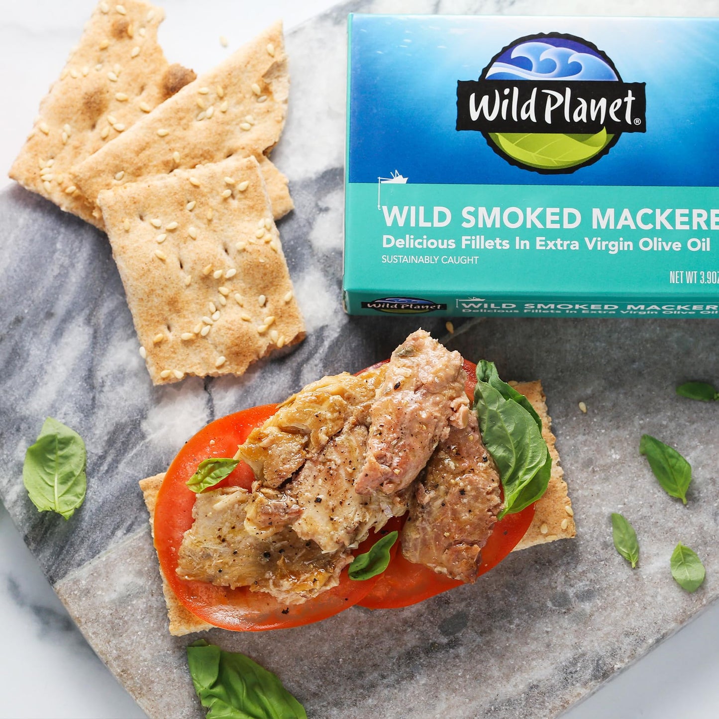 Wild  t Smoked Mackerel Fillets in Extra Virgin Olive Oil, 3.9 oz, Pack of 12, Non-GMO, Sustainably Wild-Caught, Keto and Paleo