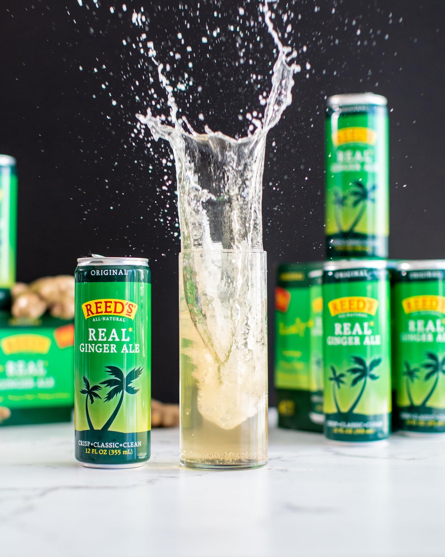 Reeds Real Ginger Ale - Pressed Organic Ginger - 12oz Slim Cans, 24 Pack