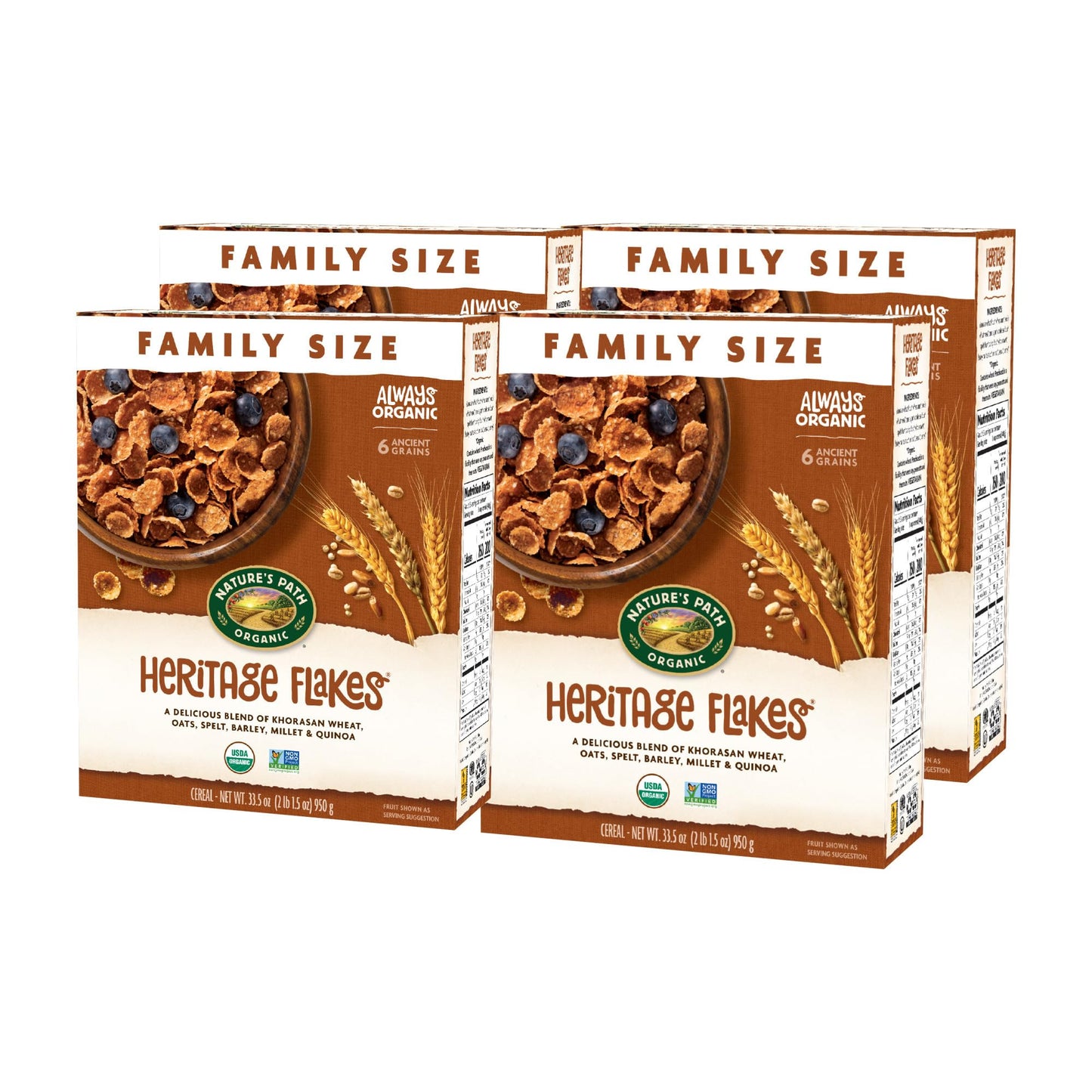 Nature s Path Organic Heritage Flakes Cereal, 33.5 oz (Pack of 4), Non-GMO