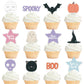 Cheerland Halloween Cupcake Toppers, Plastic, Pastel, 2x2 inches, Cute Pumpkin Ghost Bat Cat Witch Hat Decorations