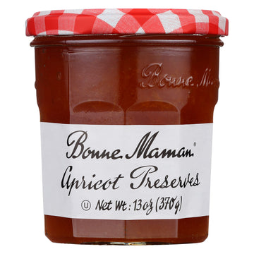 Bonne Maman Apricot Preserves, Non-GMO, 13 oz Glass Jars, Pack of 6