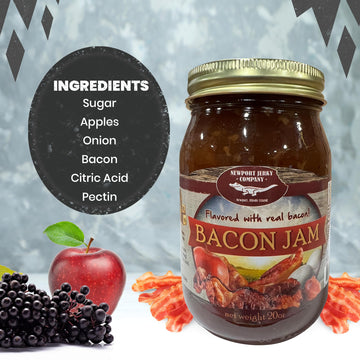 Newport Jerky Company Bacon Jam - Gourmet Small Batch Spread - 20 oz Glass Jar - Perfect for Burgers, Sandwiches, Toast, Charcuterie