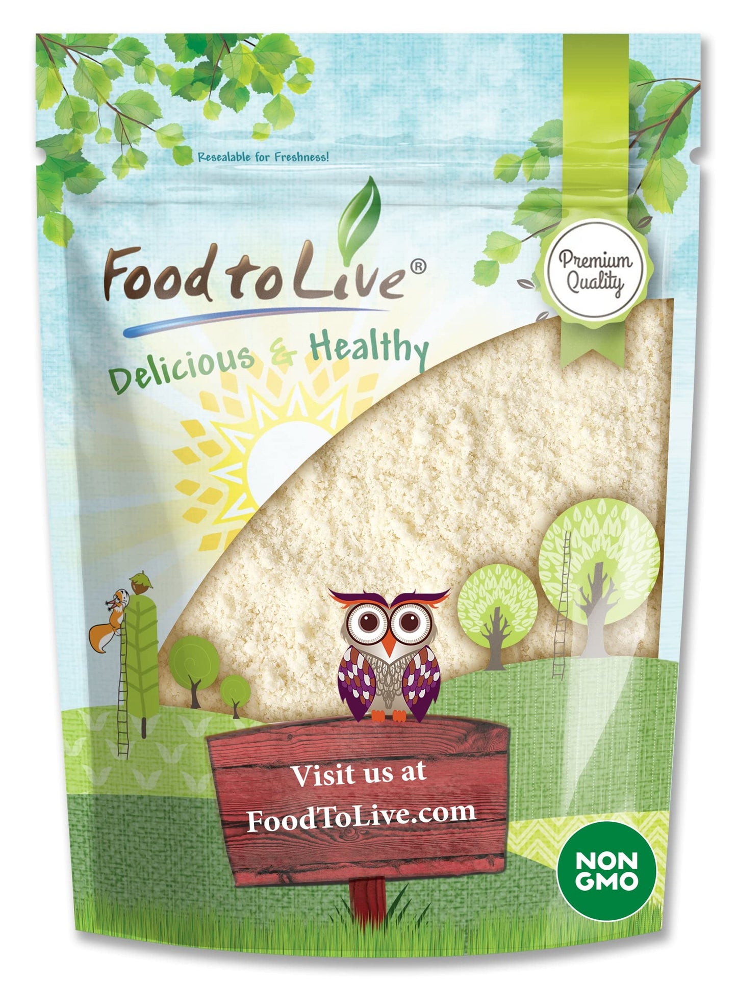 Food to Live - Blanched Almond Flour, 8 Ounces - Finely Milled, Raw, Vegan, Keto, Paleo, Kosher. Good Source of Fiber, Protein, 
