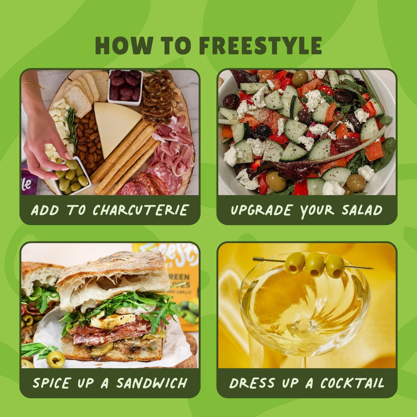 Freestyle Snacks Olive Snack Packs -Asingle Servea- Fresh Pitted Green Olives Jumbo-Sized Grown In Greece All Natural Non-Gmo Pa