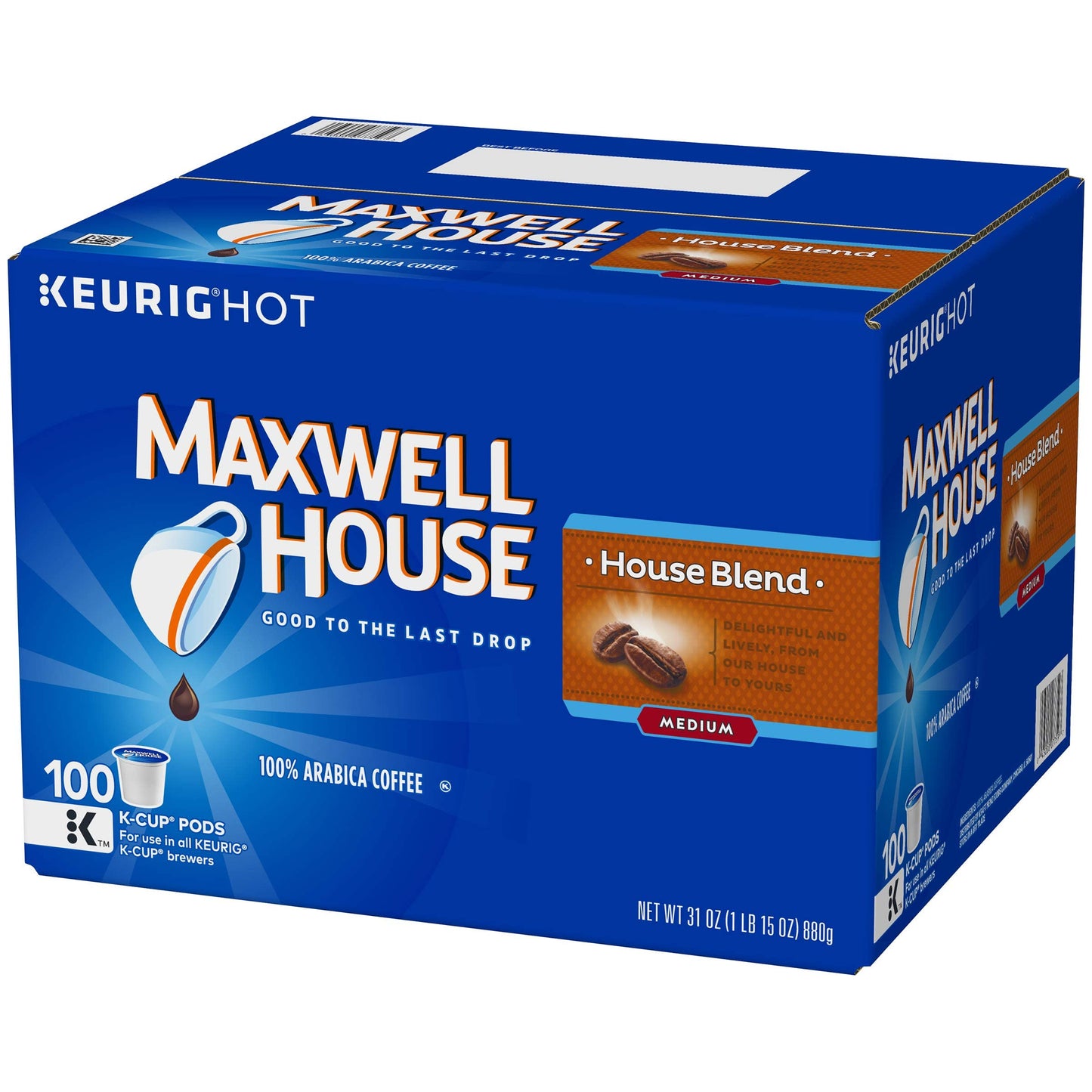 MAXWELL HOUSE K-Cup Coffee Pods House Blend Medium Roast 100 Count Brown