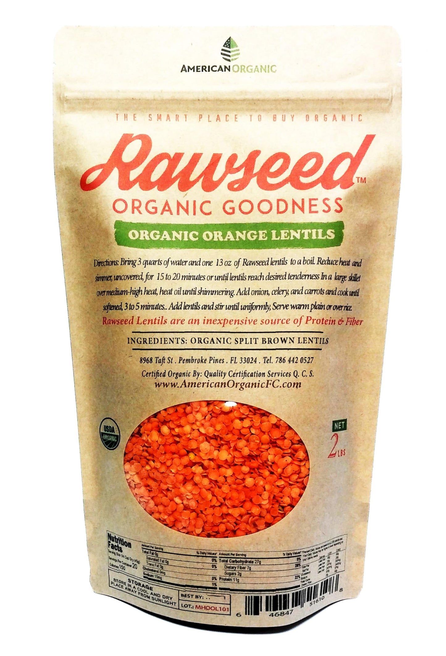 Rawseed Organic Certified Lentils Multi-Color 2 Lb 4 Pack Containing: Black, Orange, French, & Brown (1 Bag Of Each). This 4 Pac