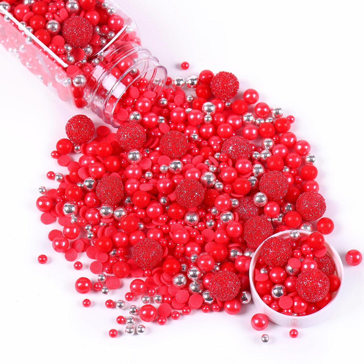 Red Sprinkles For Baking 4.23Ounce - Sparkle Pearl Sprinkles For Cupcake Toppers, Ice Cream, Candy, Cookie Decorations - Silver