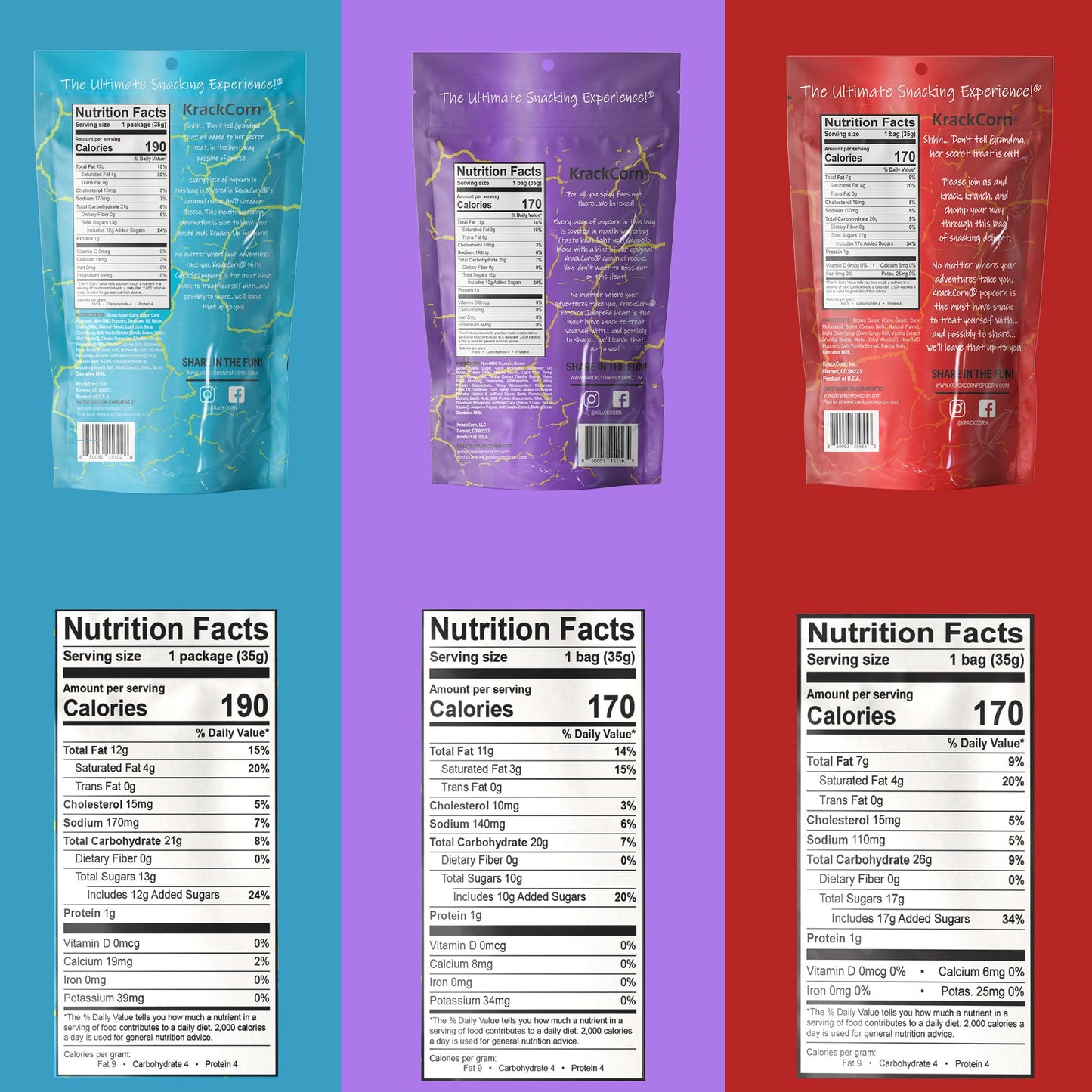 Krackcorn Popcorn Variety Pack - Original, Cheddar And Jalapeno (1.25 Oz) Flavored Popcorns, Gluten-Free & Non-Gmo Healthy Snack